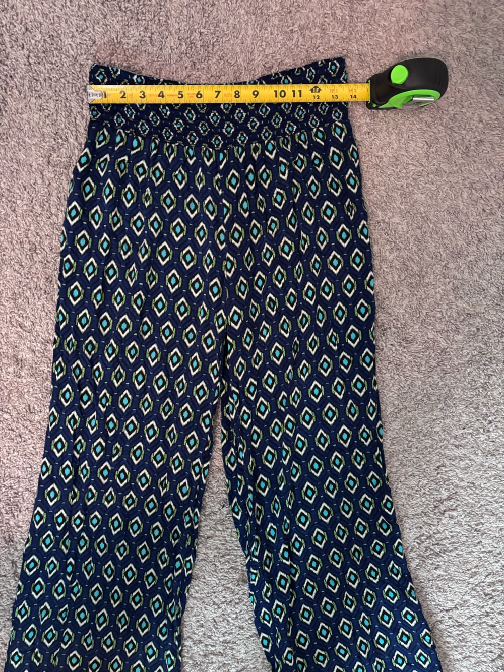 Joe B by Joe Benbasset Boho Palazzo Pants XL Blue Geometric - Picture 7 of 10